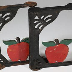 Pair of Vintage Cast Iron Painted Apple Motif Shelf Brackets