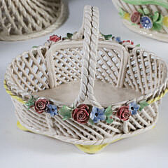 Four Pieces of Vintage Capodimonte Italian Woven Ceramics