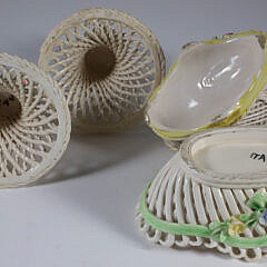 Four Pieces of Vintage Capodimonte Italian Woven Ceramics