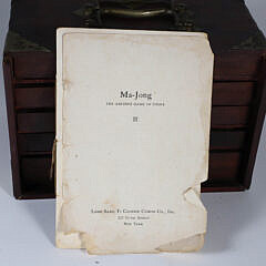 Antique Mahjong Set in Brass Bound Carrying Case