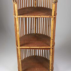 Vintage Bamboo Three-Tier Half Round Book Shelf