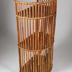 Vintage Bamboo Three-Tier Half Round Book Shelf