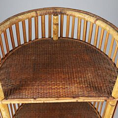 Vintage Bamboo Three-Tier Half Round Book Shelf