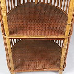 Vintage Bamboo Three-Tier Half Round Book Shelf