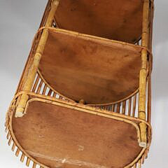 Vintage Bamboo Three-Tier Half Round Book Shelf