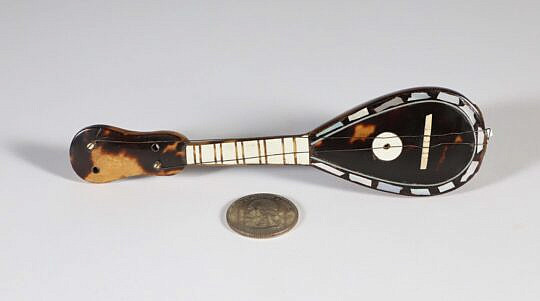 Miniature Antique Tortoiseshell and Mother of Pearl Inlaid Mandolin