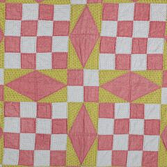 Antique Optical Allusion 9-Patch or Pinwheel Calico Patchwork Quilt