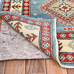 Steel Blue Kazak Style Hand Knoted Wool Oriental Carpet Runner