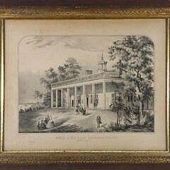 Curries and Ives Engraving "The House of Washington" in original frame