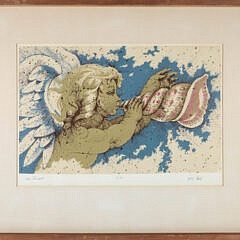 John Hall Limited Edition Hand colored Lithograph "Sea Trumpet" 1/250 signed lower right