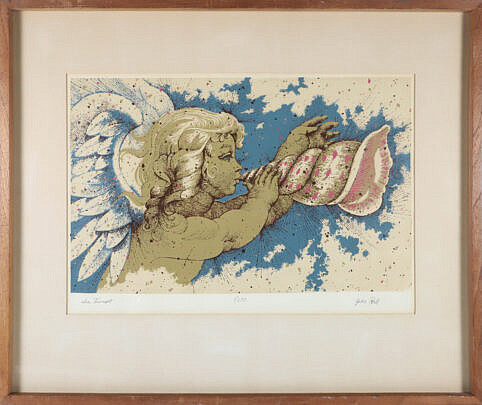 John Hall Limited Edition Hand colored Lithograph "Sea Trumpet" 1/250 signed lower right