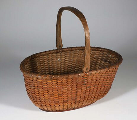 Davis Hall (1828-1905) Oval Open Swing Handle Nantucket Basket
