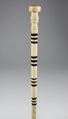 Whaler Made Walking Stick, 19th Century, antique whale ivory on whale bone shaft