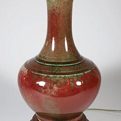 Chinese High Glaze Vase, 19th Century mounted as a lamp on turned base