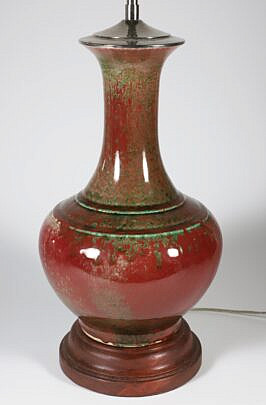 Chinese High Glaze Vase, 19th Century mounted as a lamp on turned base