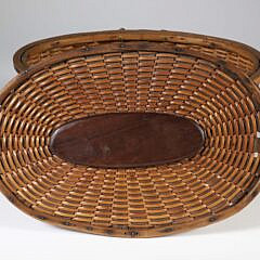 Signed Charles Ray Covered Oval Double Swing Handle Nantucket Basket, 19th Century