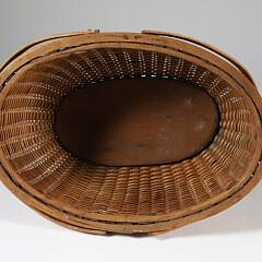 Signed Charles Ray Covered Oval Double Swing Handle Nantucket Basket, 19th Century