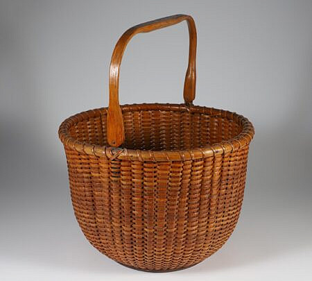 Mitch Ray (1870-1956) Round Open Swing Handle Nantucket Basket