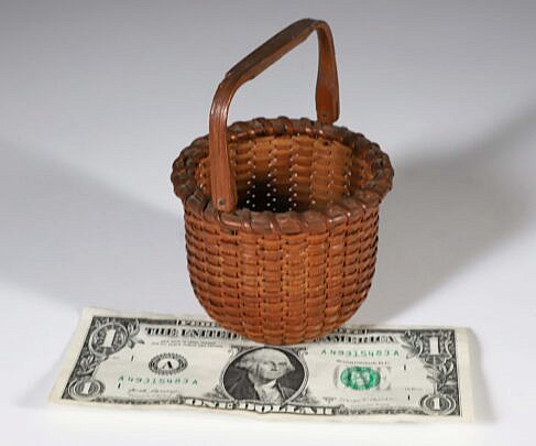 2-Egg Nantucket Basket, Dark Patina