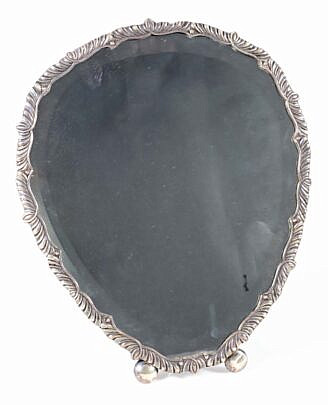 Sterling Silver Easel Mirror with Wood Backing 