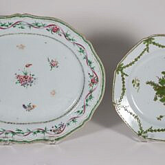 Two Fine Chinese Export Porcelain Famille Rose Oval Serving Platters, 18th Century