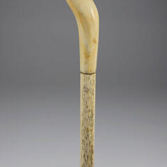 Whaler Made Walking Stick, 19th Century, antique whale ivory on whalebone shaft