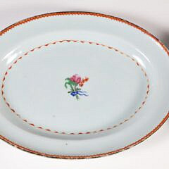 Pair of Diminutive Chinese Export Porcelain Famille Rose Decorated Platters, 18th Century