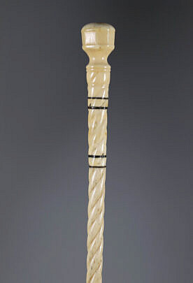 Whaler Made Walking Stick, 19th Century, antique whale ivory on whale bone shaft