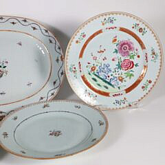 Five Chinese Export Famille Rose Porcelain Plates