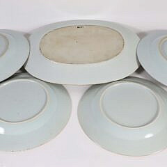 Five Chinese Export Famille Rose Porcelain Plates