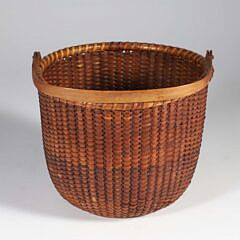 Fine Early Open Round Swing Handle Nantucket Lightship Basket