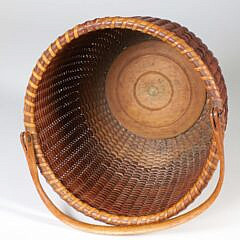 Fine Early Open Round Swing Handle Nantucket Lightship Basket
