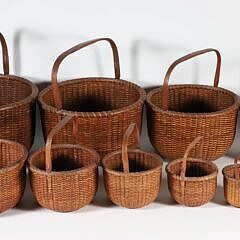Rare Nest of Ten Jose Formoso Reyes Round Swing Handle Nantucket Baskets