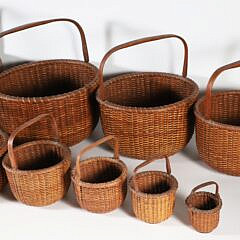 Rare Nest of Ten Jose Formoso Reyes Round Swing Handle Nantucket Baskets
