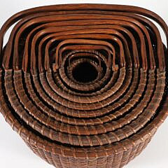 Rare Nest of Ten Jose Formoso Reyes Round Swing Handle Nantucket Baskets