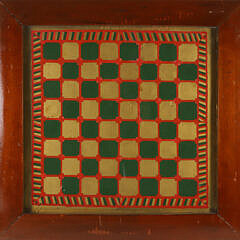 19th Century Wood Frame Glass Checker Board