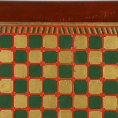Folk Art Wood Framed Glass Checker Board, 19th Century
