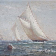 W.D. Eldred Oil on Panel “Yacht Race Off Marblehead”