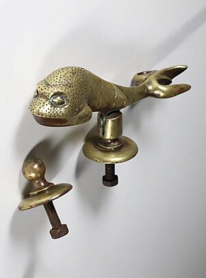 19th Century Brass Dolphin Door Knocker Inscribed MALTA