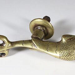 19th Century Brass Dolphin Door Knocker Inscribed MALTA