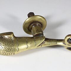 19th Century Brass Dolphin Door Knocker Inscribed MALTA