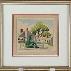 Doris and Richard Beer (1898-1967 & 1893-1959) Watercolor on Paper "Sconset Pump", signed lower right and titled lower left