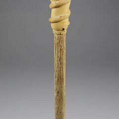 Whaler Made Clenched Fist Walking Stick, 19th Century, antique whale ivory clenched fist on a whalebone shaft