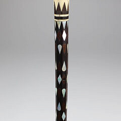 Whaler Made Walking Stick, 19th Century, antique whale ivory on wood shaft