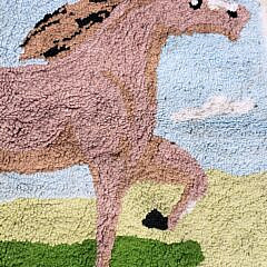 Antique/Vintage Pictorial Horse Stallion Hooked Rug, 20th century