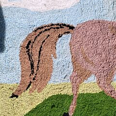 Antique/Vintage Pictorial Horse Stallion Hooked Rug, 20th century