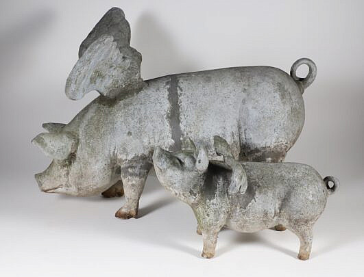 Two Vintage Bead Flying Pigs 