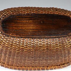 Unusual Vintage Oval Nantucket Basket with Affixed Wrapped Handles