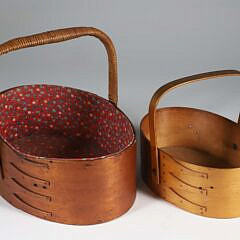 Two Antique Shaker Oval Handle Sewing Box Baskets