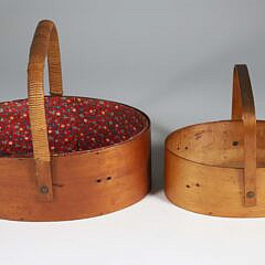 Two Antique Shaker Oval Handle Sewing Box Baskets